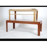 A retro 1970's tile top teak wood coffee table of rectangular form together with another Danish