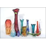 A good collection of retro studio glass from the 1960's and 1970's to include tall vases,