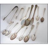 A collection of silver hallmarked flatware to include Georgian 18th century teaspoons by believed