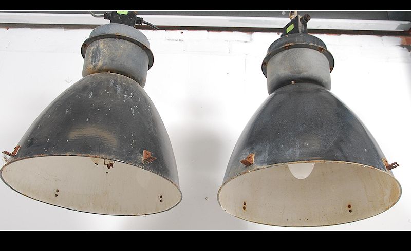 A pair of mid century - 1960's industrial factory pendant lights. - Image 5 of 5