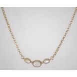 A ladies 9ct gold and moonstone necklace. Length 36cms / weight 8.