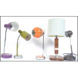 A collection of 20th century retro desk lamps five in total.