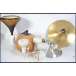 A collection of five vintage / retro 20th century ceiling light fixtures to include chrome and