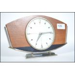 A good 1960's mahogany, marble and silver plate Metamic retro mantel clock.