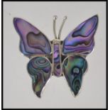 A 20th century Art Deco style silver ( stamped 925 ) brooch in the form of a butterfly decorated