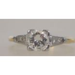 A 14ct gold and diamond ring, the stone approx 75pnts. Size N / Weight 2.