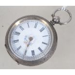 A continental ladies silver pocket watch.