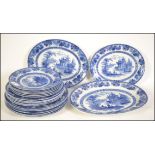 A good part Doulton Burslem blue and white ' Madras ' part dinner service consisting of graduating