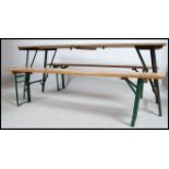 A stunning vintage ex military refectory mid 20th century trestle table and matching folding