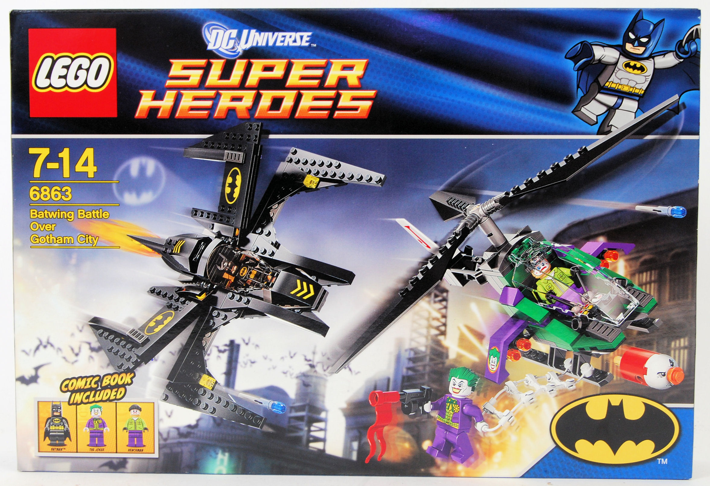 LEGO SUPER HEROES: A Lego DC Comics Super Heroes 6863 set 'Batwing Battle Over Gotham City'.