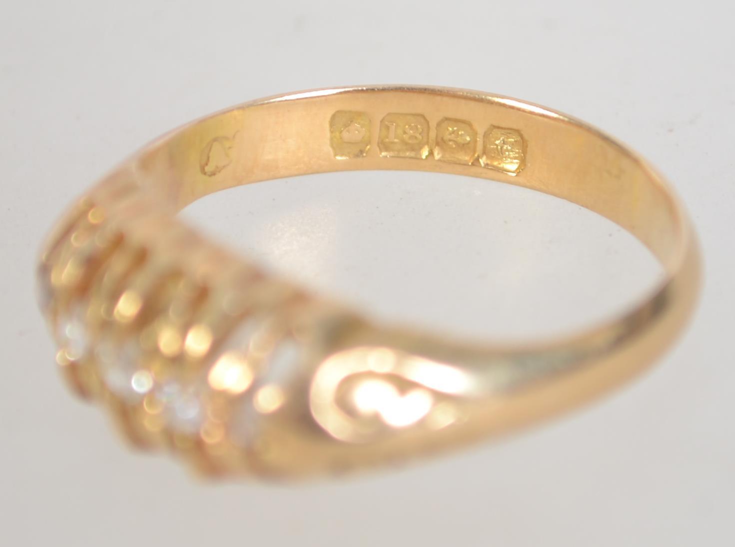 A hallmarked 18ct gold Edwardian 5 stone diamond ring. Hallmarked for Birmingham 1918. Size M. - Image 3 of 3