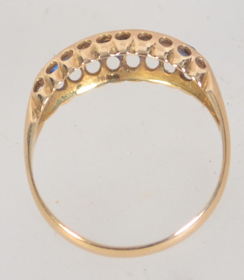 A hallmarked 18ct gold Edwardian blue stone and diamond ring. Hallmarked Birmingham. Size N. - Image 2 of 3