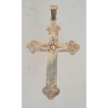 A Victorian 14ct gold crucifix with engraved decoration and central mounted pearl.