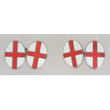 A pair of hallmarked 925 silver cufflinks decorated with enamel St Georges flag.