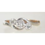 A vintage 9ct gold and platinum diamond ring.