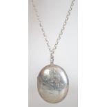 A large 925 silver locket pendant necklace. Measures chain 30 inches, Locket approx 2.5 inches.