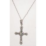 A 925 silver and marcasite pendant necklace. The pendant in the form of a crucifix.