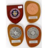 FOUR WOODEN RIFLE SHOOTING PLAQUES