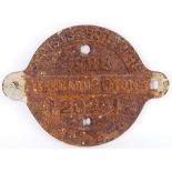 CAST IRON RAILWAY WAGON PLATE