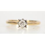 An 18ct gold and diamond vintage ladies solitaire single stone ring.