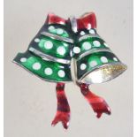 A vintage goldtone and enamel Christmas tree brooch with rollover catch.