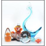 A collection of 20th century studio glass to include examples by Murano,