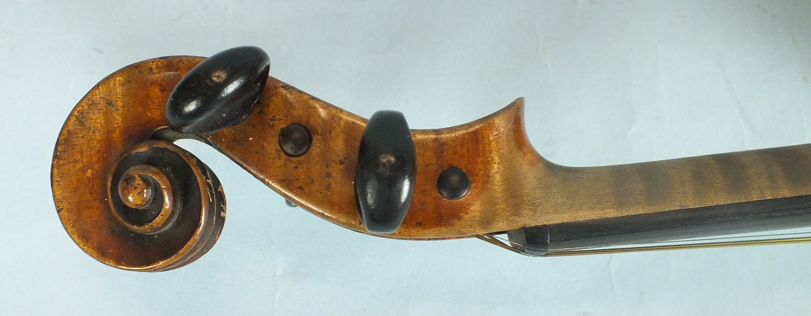 A two-piece violin, no label, back 36.5cm, cased and a Czechoslovakian Stradivarius copy two-piece - Image 6 of 7