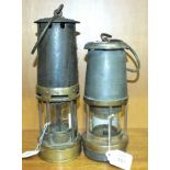 A Mueseler-type miner's lamp by William Teale, Manchester, (name plate missing), 27cm high and a