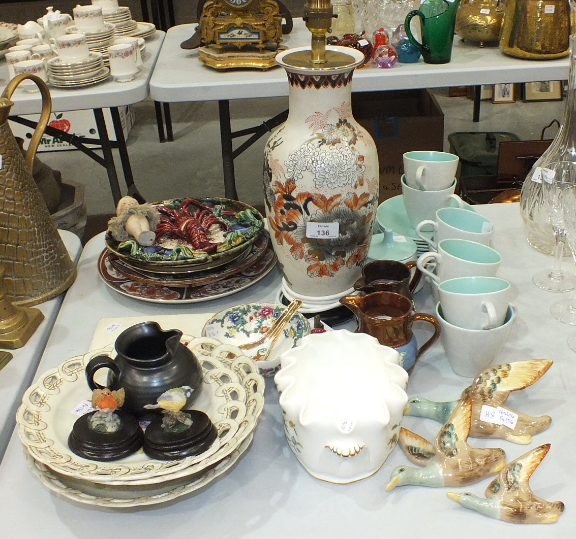 Twenty-one pieces of Poole green and mottled teaware, two lustreware jugs and other ceramics.