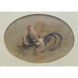 C E Brittan, 'Study of a cockerel and hen', a signed watercolour in oval mount, 13.5 x 19cm, (