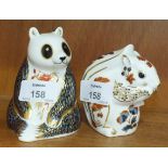 Two Royal Crown Derby paperweights, 'Panda' and 'Squirrel', both with silver stoppers, (2).