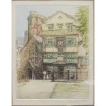 After Henry G Walker, 'Mols, Cathedral Close, Exeter', a coloured etching signed in pencil, 28 x