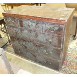 A mahogany top section of a chest on chest fitted with three small and three long drawers, 105cm