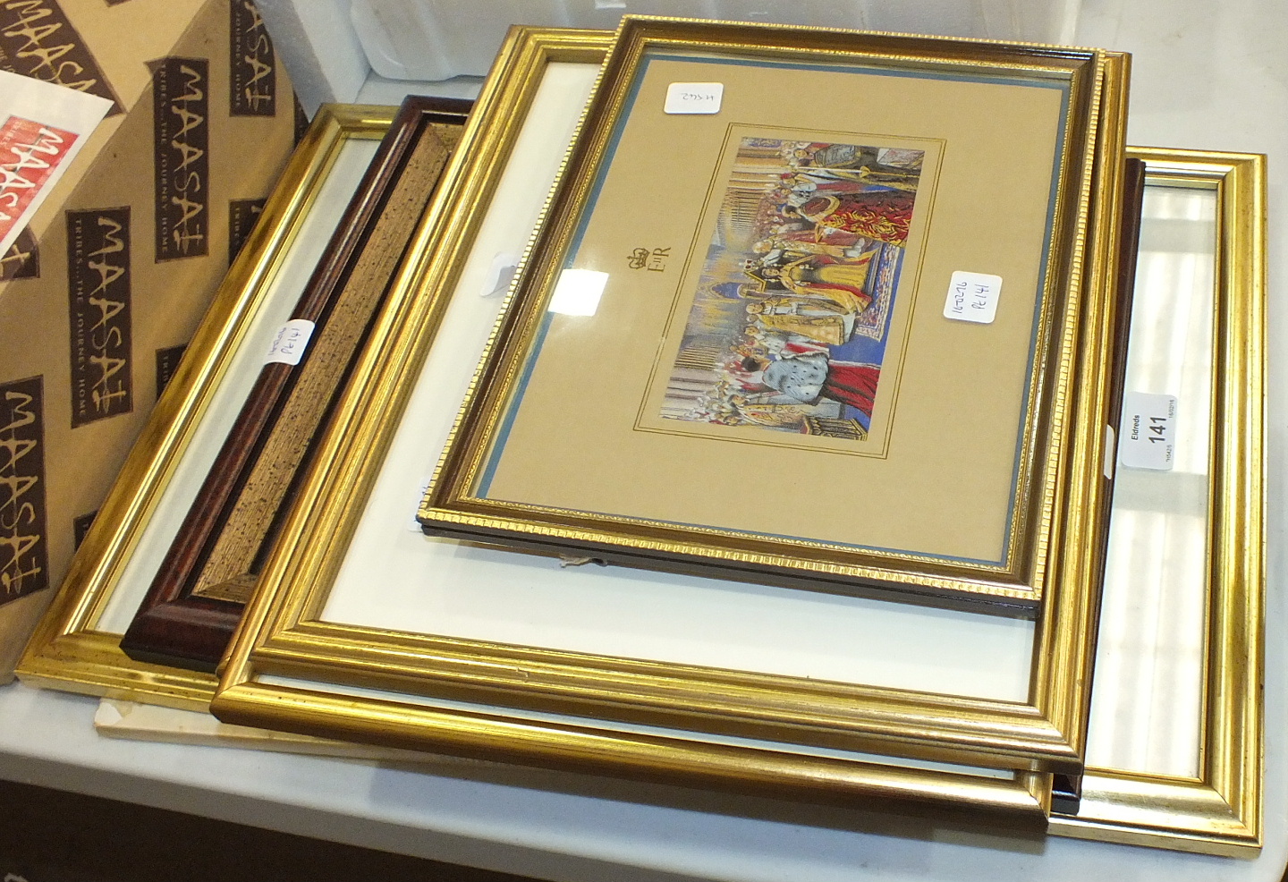 After Pierre-Auguste Cot, 'Le Printemps', a framed monochrome silk-work print, 32 x 17.5cm, a