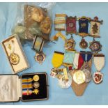 Three miniature WWI medals, comprising: 1914-18 War Medal, 1914 Star with 5th Aug-22nd Nov 1914