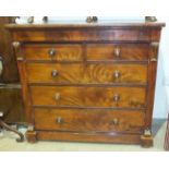 A late-Victorian chest, the rectangular top above a frieze drawer, two small and three long drawers,