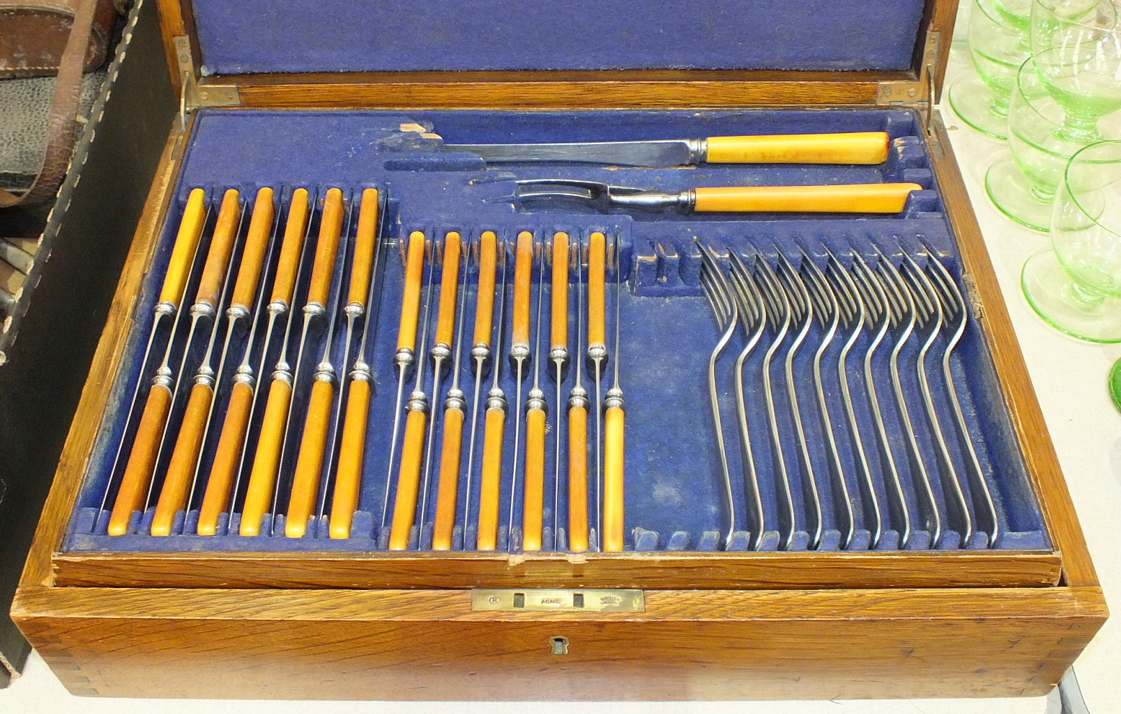 A part-canteen of James Dixon & Son cutlery contained in an oak fitted box with removable top tray. - Image 2 of 2