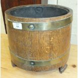 A Listers brass coopered oak coal bucket, 28cm diameter, 28cm high.