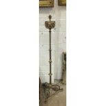 A late-Victorian lacquered brass adjustable oil lamp stand, (converted to electricity).