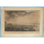 After C W Bampfylde, "A View of Mount Edgcumbe from the Block House", a framed coloured engraving,