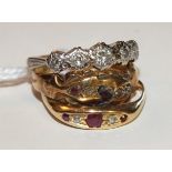 A five stone diamond ring, the brilliant and 8/8 cut diamonds set in 18ct gold mount, size J, an