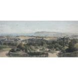 After S Cook, "Plymouth, S E View from Mannamead", a hand coloured engraving, 27 x 52 cm, a