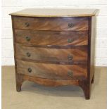 A 19th century mahogany chest of three drawers on bracket feet, 56cm wide, 67cm high, (converted