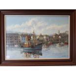 Gordon Allen (20th/21st century) BRIXHAM HARBOUR WITH FISHING BOATS Oil on canvas, signed, 50.5 x