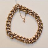 A 15ct rose gold curb link bracelet with concealed clasp, 21.1g.