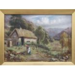 Robert John Hammond (fl. 1880-1910) A HIGHLAND COTTAGE Oil on canvas, signed and inscribed, 25.5 x