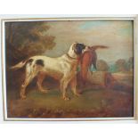 Follower of Robert Cleminson (19th century) A GUN DOG HOLDING A PHEASANT IN A LANDSCAPE Oil on