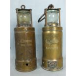 An Oldhams 900-4090 brass miner's lamp and another, type AP202755, (2).