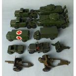 Dinky Toys, Army Issues: 651 Centurion, (2), 660 Tank Transporter, (2), 621 3-Ton Army Wagon, 626