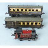 Hornby O gauge, type 101 LMS 0-4-0 c/w tank engine, no.2270 and two pre-war Pullman coaches, "